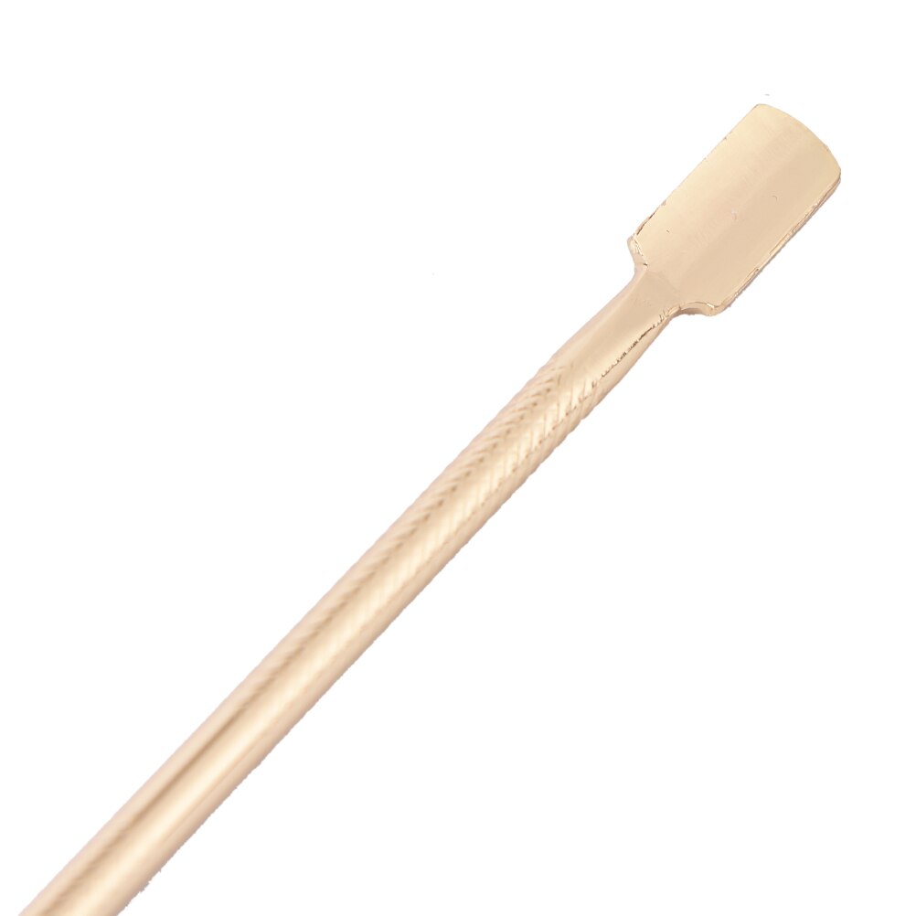 1pc rustfrit stål neglebånd pusher trimmer remover pedicure negle art værktøjer dual-end pusher guld farve