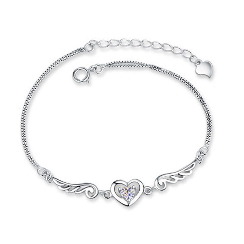 Hart Zirkoon Stone Angel Hollow Wings Armbanden Mode-sieraden Parkling Paars Wit Klassieke Romantische Zomer Party Liefhebbers: D08 white