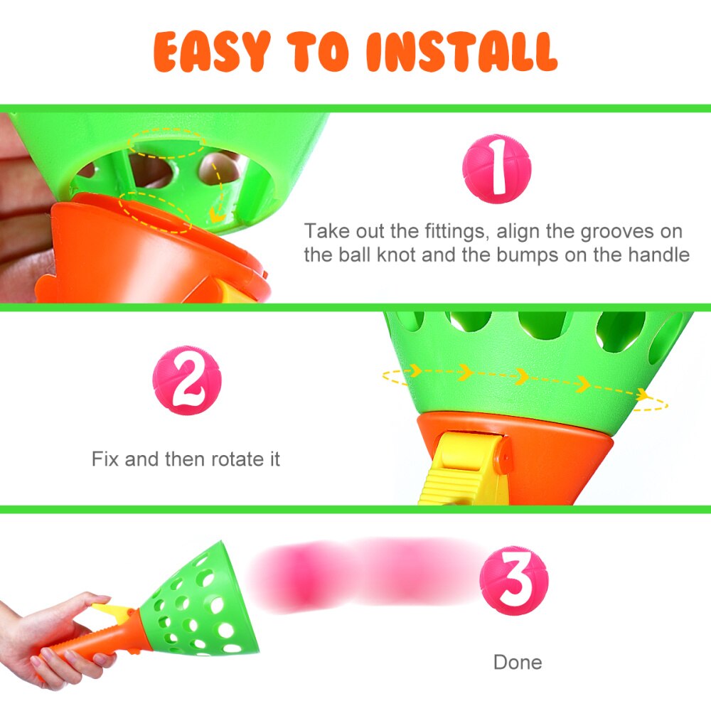 Launch and Catch Ball Game Set 4 Rackets 4 Balls Lightweight Portable Pop and Catch Launcher Pop Launcher for Toddlers Teens Kid