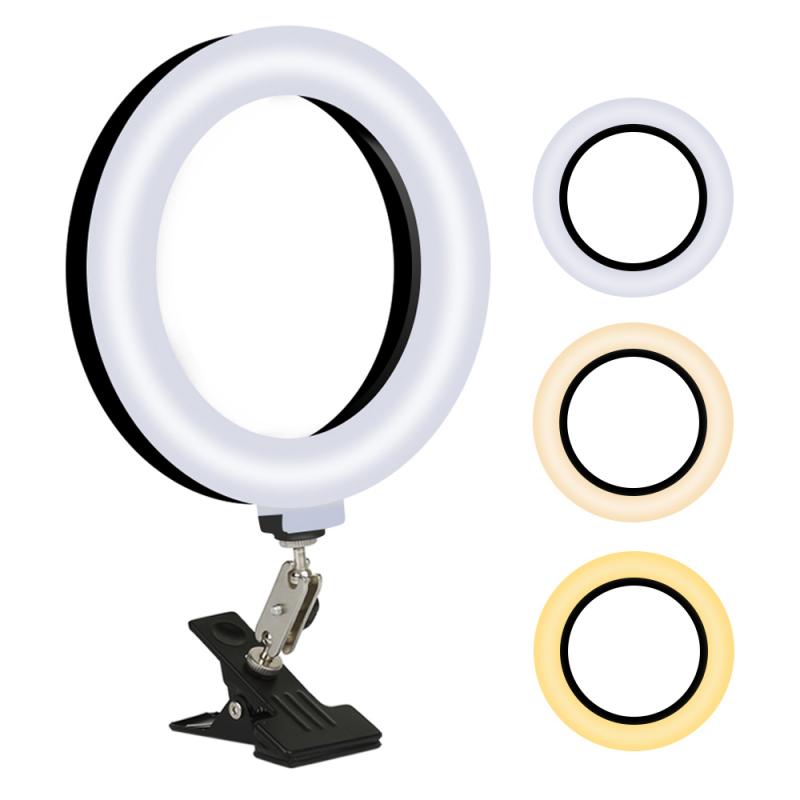 Dimbare Led Selfie Ring Licht Met Standaard Usb Selfie Licht Ring Lamp Grote Fotografie Ringlicht Voor Computer Pc Laptop: 10-inch