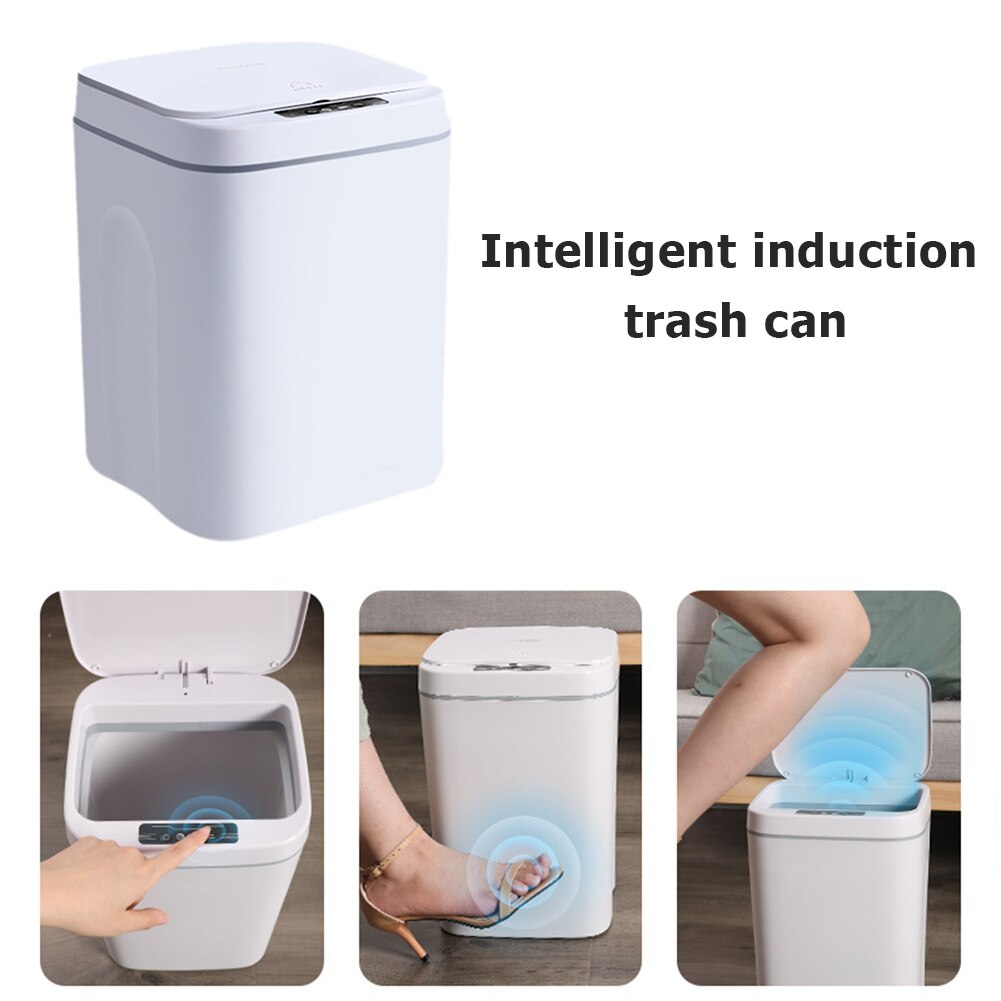 14l Smart Trash Can Automatic Induction Kitchen Bathroom Living Room Household Electric Trash Can Touch Sensing Opening