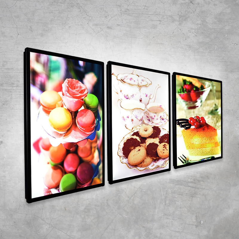 Prodotto pubblicità plexiglass l lightbox led foto magnete telaio