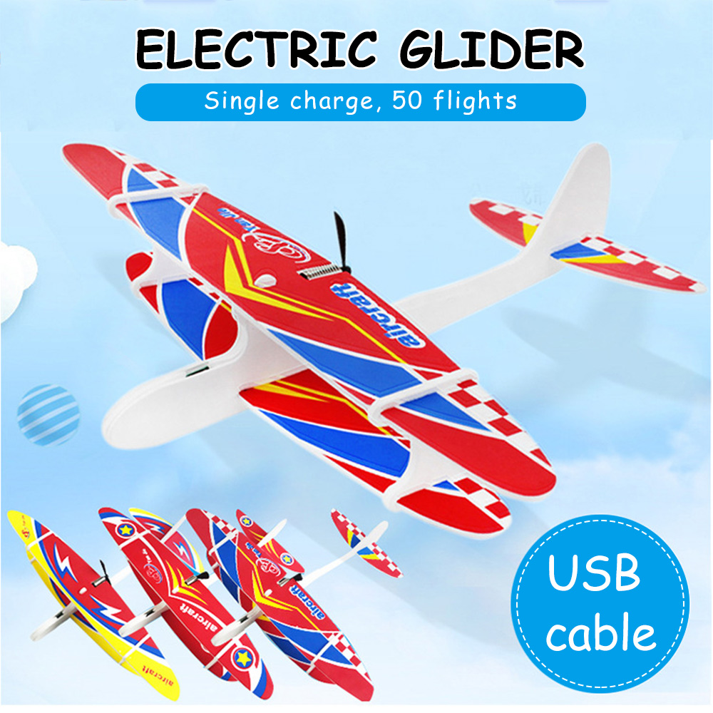 Diy Tweedekker Glider Foam Usb Hand Gooien Fly Vliegtuig Oplaadbare Elektrische Vliegtuigen Model Educatief Speelgoed Voor Kinderen
