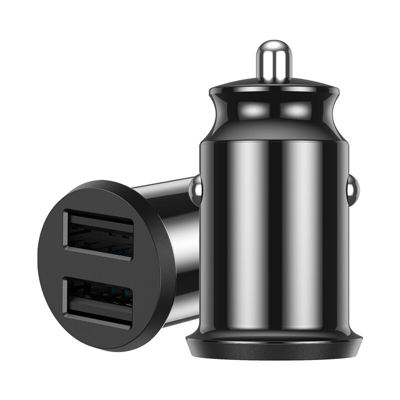 TKEY 4.8A Dual USB Car Charger Mobile Phone Fast Charger QC3.0 Car Charging For IPhone 11 Samsung S10 Plus Xiaomi Note10: black