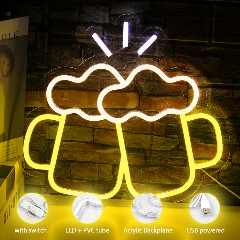 Ineonlife Neon Led Neon Teken Bier Proost Muur Opknoping Art Acryl Nachtlampje Voor Party Restaurant Bar Room Decor usb