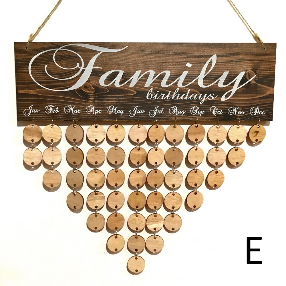 Kalendarz przypomnienie deska specjalne dni przyjaciel rodziny daty urodzin znak drewno wisiorek DIY rzemieślnicze ściana dekoracje wiszące robić salonu: E