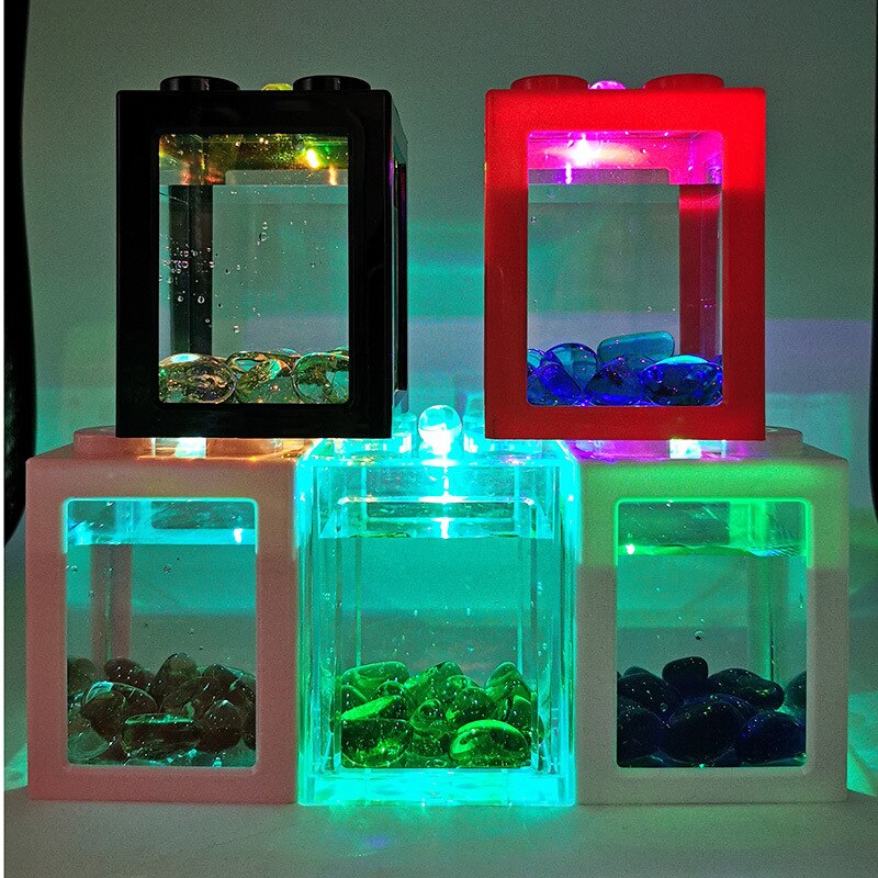 Office desktop small ecological fish tank ornamental shrimp tank ecological Mini Betta tank with light reptile accessories