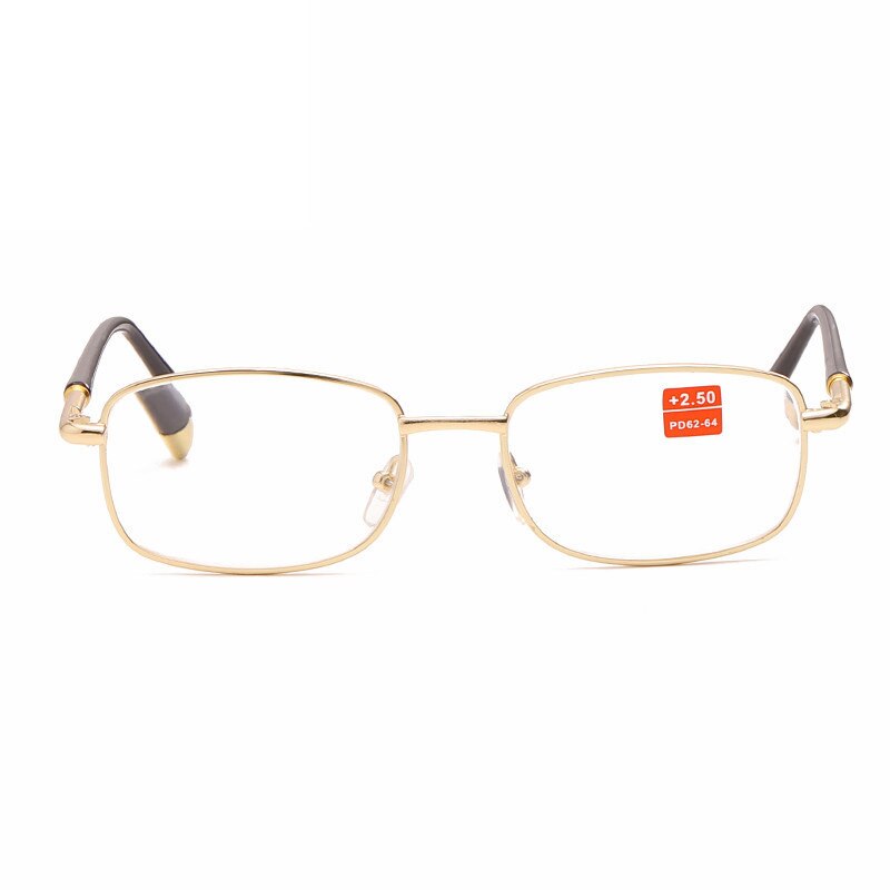Gafas de lectura con montura de Metal para hombre y mujer, Lentes de vidrio óptico para presbicia, dioptrías de Unisex + 1,0 + 1,5 a + 4,0 sin funda