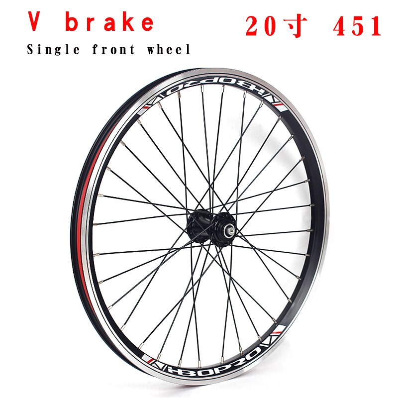 Mountain bike wheel set 20 inch 406 451 V brake disc brake double layer aluminum alloy 2 bearing 7-10 speed 32 hole wheel set: 451 V brake front