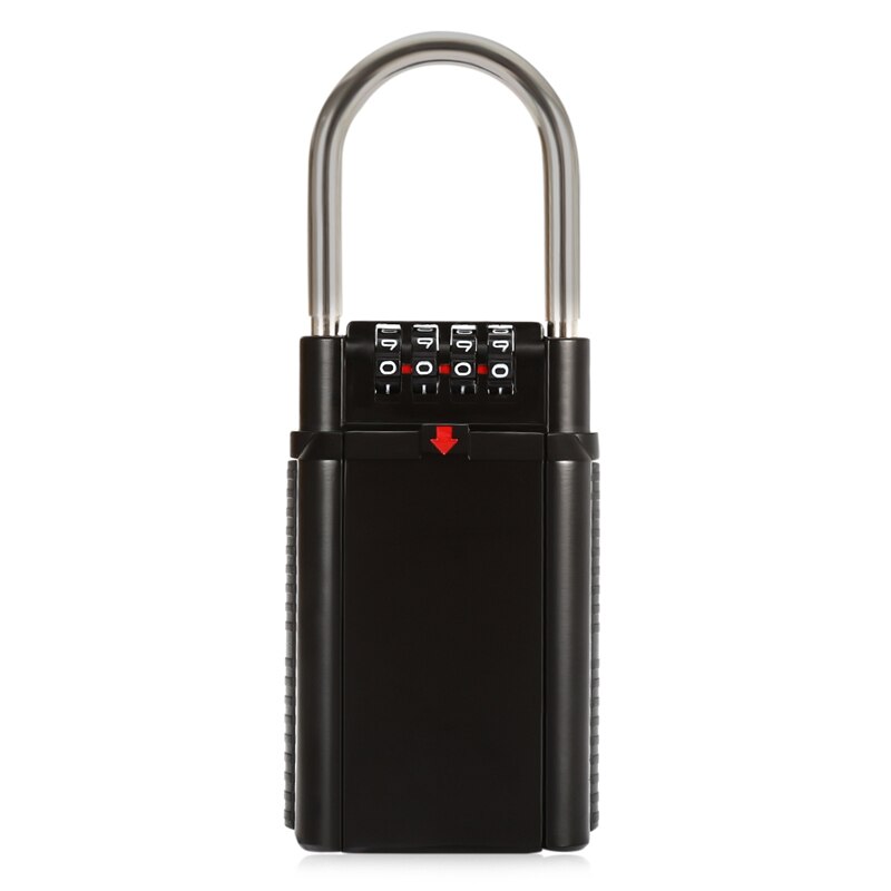 Boîte de rangement pour clé , cadenas Secret avec 4 cadrans, mot de passe réinitialisable, crochet de casier de porte, organisateur en alliage de Zinc: Black