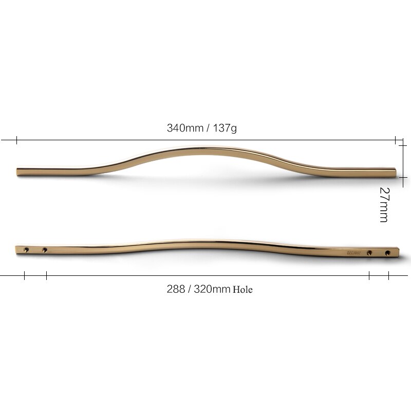 Line pattern / handle and Knobs European gold Handles Drawer Pulls Bathroom Pulls Kitchen Cabinet Door Handle Pull: 320mm-gold--1pc