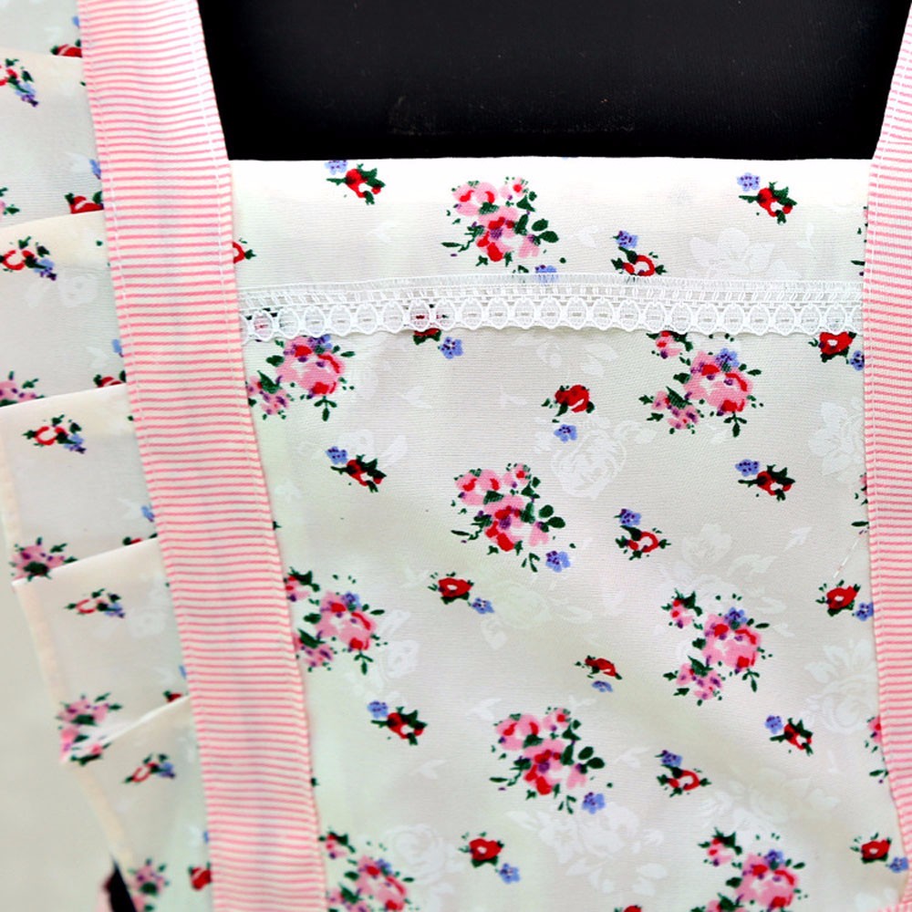 Baking Women Cotton Linen Apron Lady Restaurant Home Kitchen Pockets Flower Pattern Apron Bib For Cooking #T1P