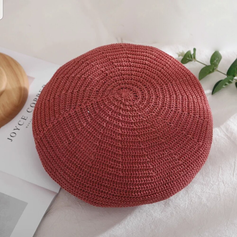 ¡Novedad de ! Boinas de punto para primavera y verano para mujer, gorro liso de algodón para mujer, gorras francesas de ganchillo a la con estrellas, gorro de pintor: 1