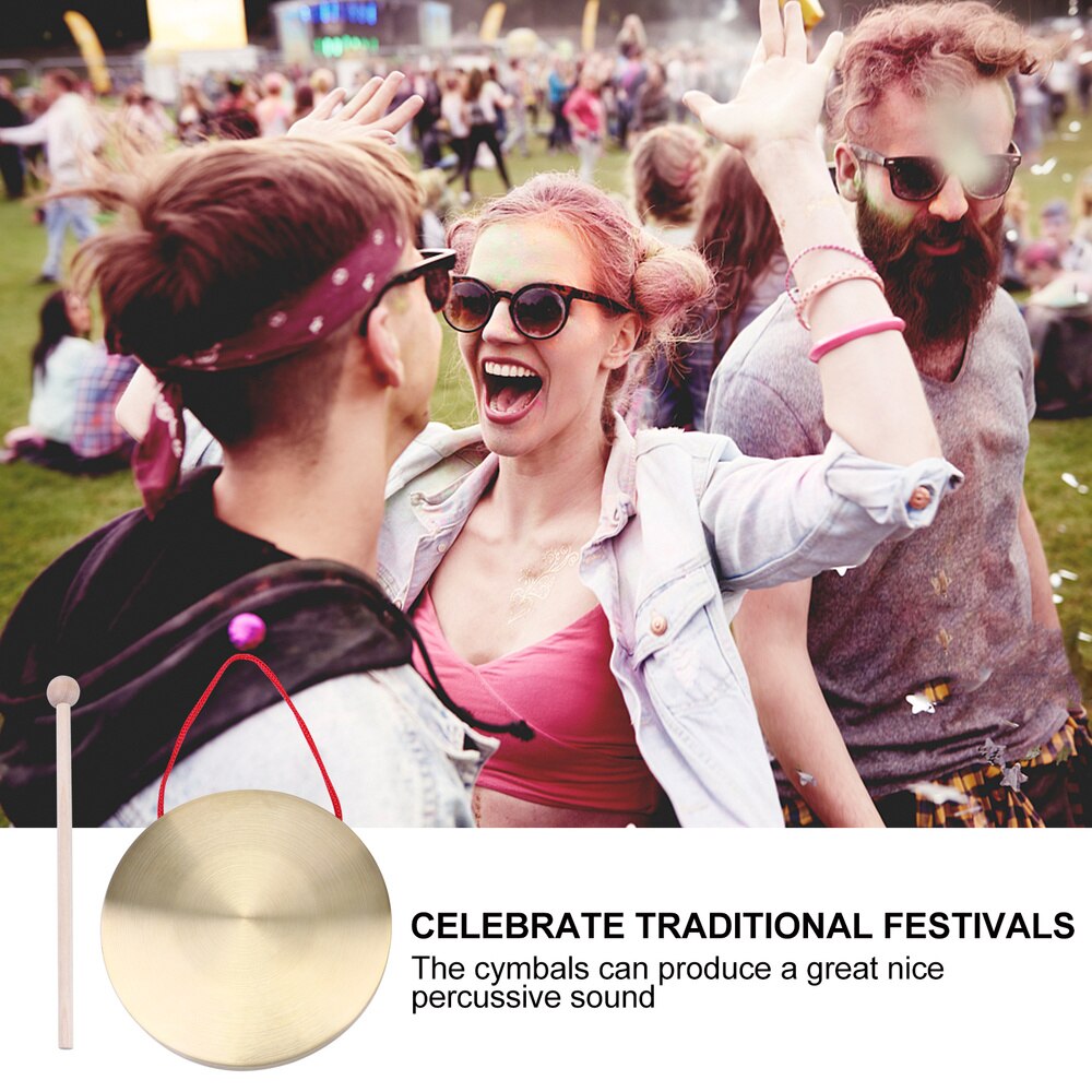 1 Set Koperen Gong Hand Gong Opera Slaginstrumenten Met Ronde Spelen Hamer