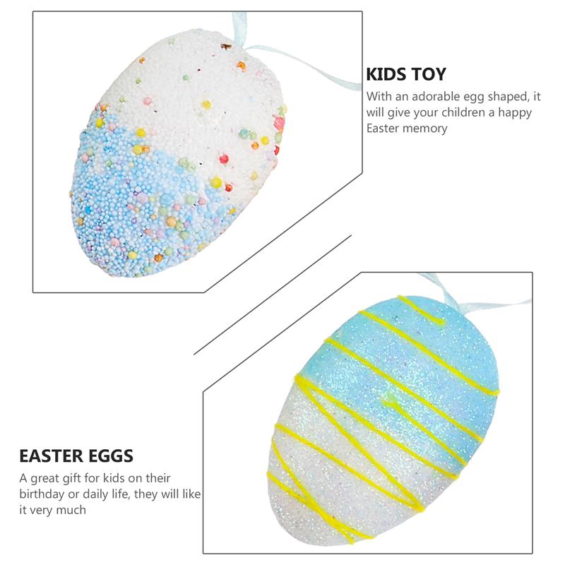 12Pcs Adorable Easter Eggs Decorative DIY Crafts Classic Easter Ornament Simulation Egg Hanging Scene Layout Decoration
