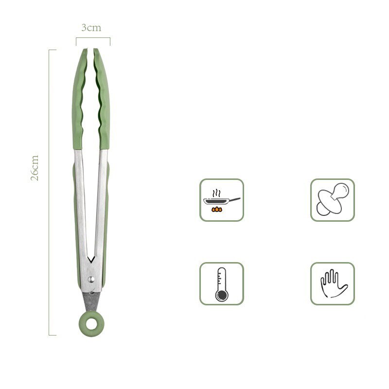 Avocado Green Silicone Utensils Cooking Kitchenware Tool Set With Wooden Handle Non-Stick Spatula Ladle Egg Beaters Shovel: C