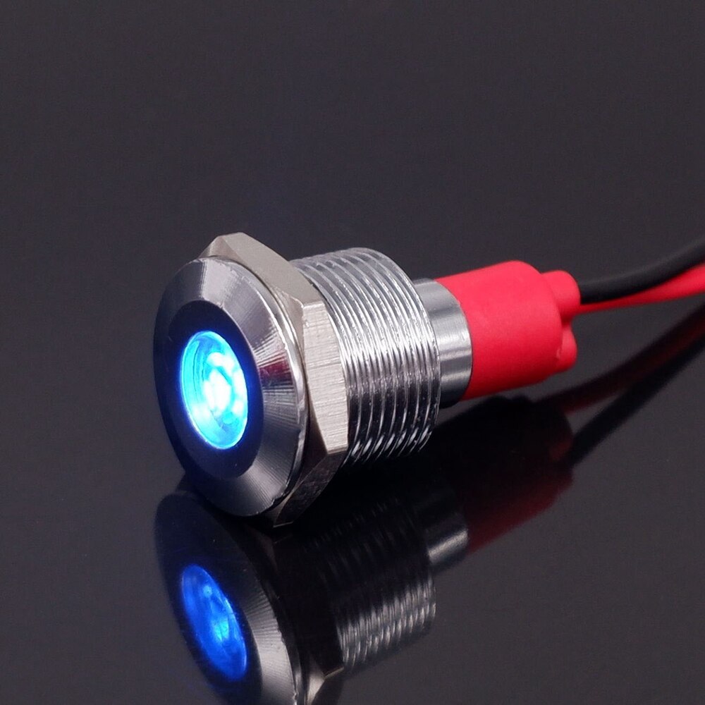 1PC 12mm Metal Signal Lights Lamp 12V LED Indicator Pilot Light Car Boat LED Warning Dashboard Instrument Pilot light 220V: 12-24V / Blue
