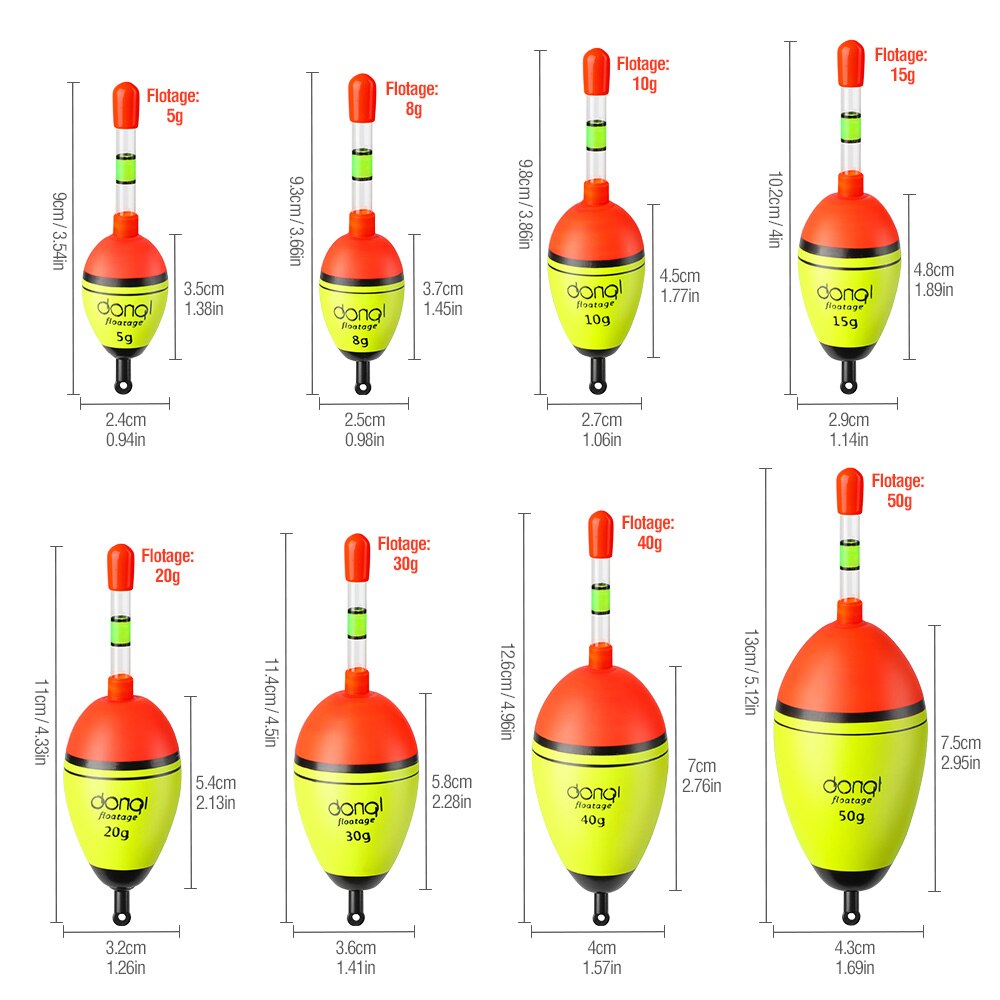 DONQL EVA Night Fishing Float Luminous Glowing Buoy 1pcs Floating Force 5g-50g with Fluorescent Light Stick Fishing Tools
