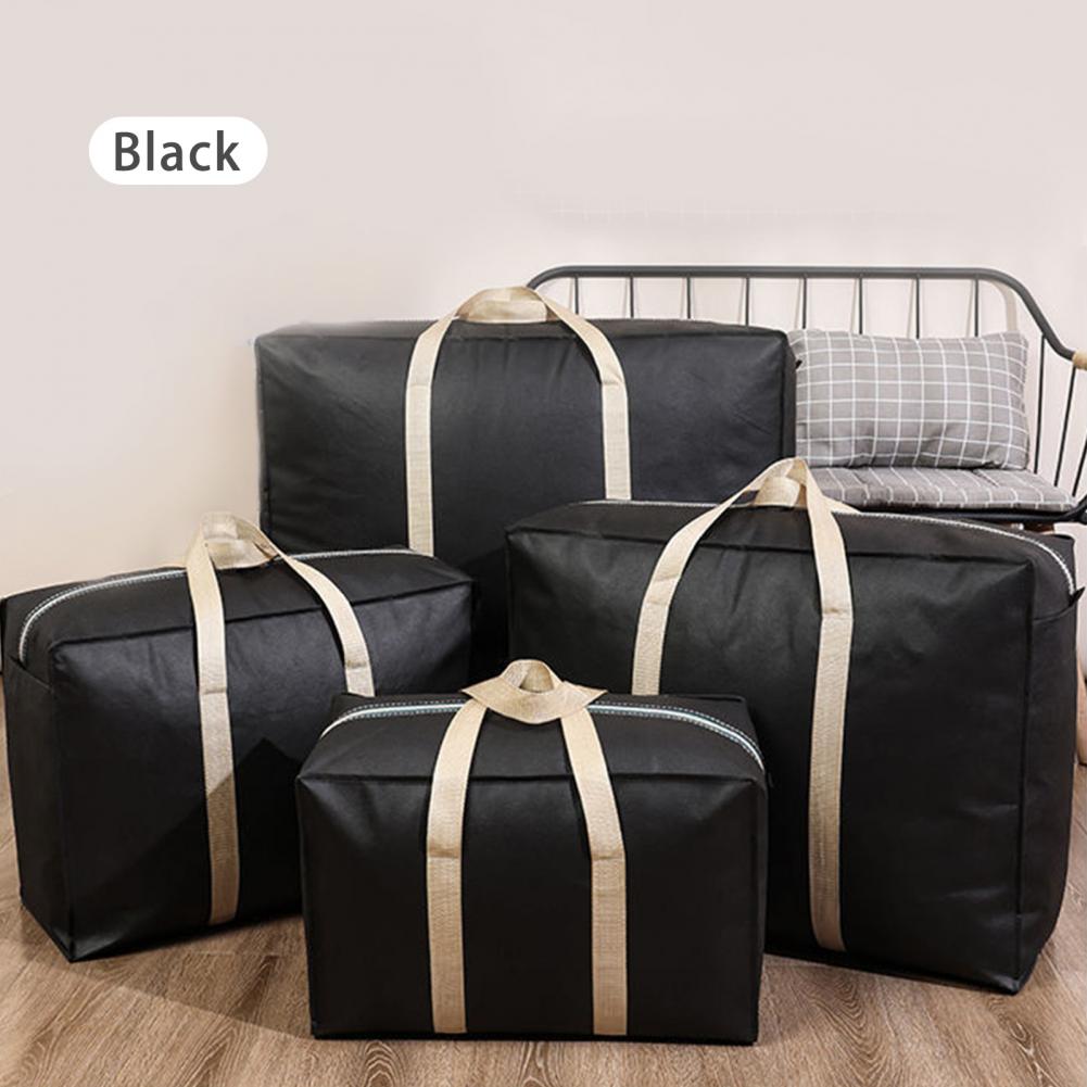 Quilt Storage Bag Large Capacity Folding Smooth Zipper Widen Handle Clothes Storage Pouch Oblong Shape Blanket Storage Bag