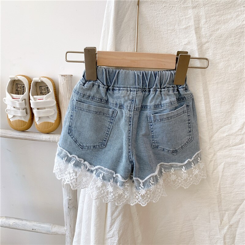 Meisjes Baby Denim Shorts Wit Kant Jeans Zomer Kleding Meisje Kinderen Mode Toevallige Korte Broek Kind Kleding