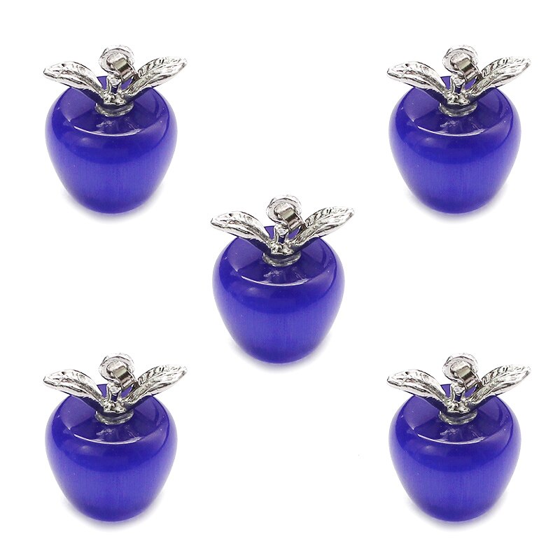4 Colors Red White Faux Opal Apple Shape Pendant Diy Necklace Charms Without Chain for Girl Jewelry 2Pcs: 3