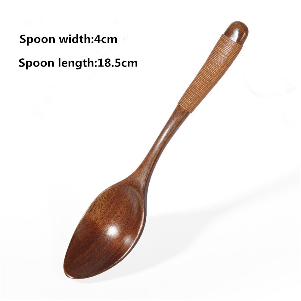 Cuchara de madera de alambre envuelto, cucharas de cocina de boca ancha, herramienta de utensilio de cocina, cucharadita de sopa, cucharón de Catering, vajilla, 18,5 cm: Default Title