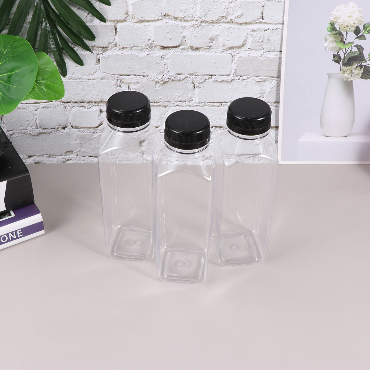 10PCS 400ml Transparent Empty Storage Containers Disposable PET Bottles with Lids for Beverage Drink Bottle Bottle Jar