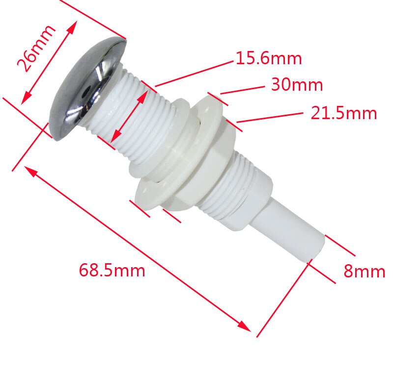 8mm air jet export bathtub spa air bubble jet with Chrome plating,white plastic case Bathtub accessories