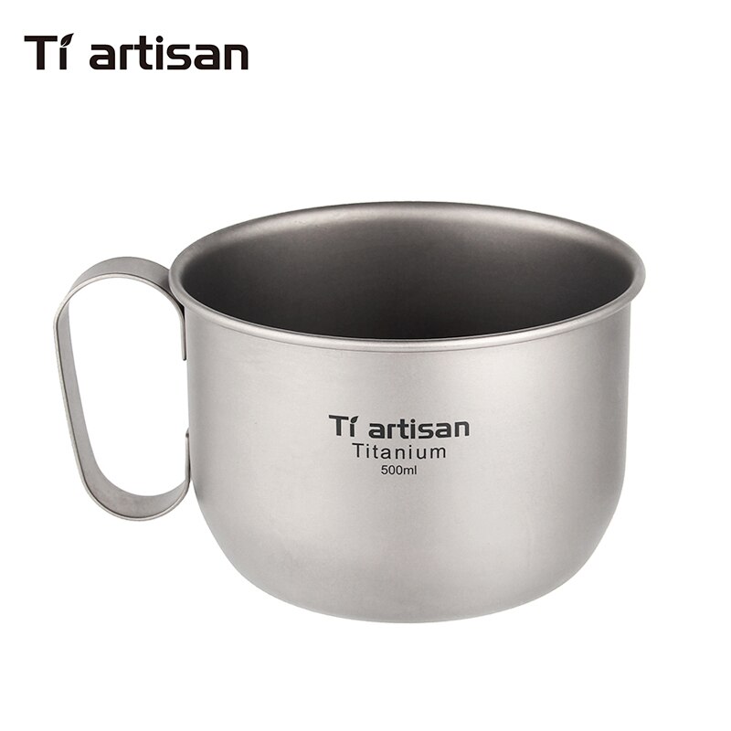 Tiartisan Pure Titanium Koffie Mok 500 ml Titanium Melk Cup Kookgerei Pot Kom met vaste handvat Ta8351Ti