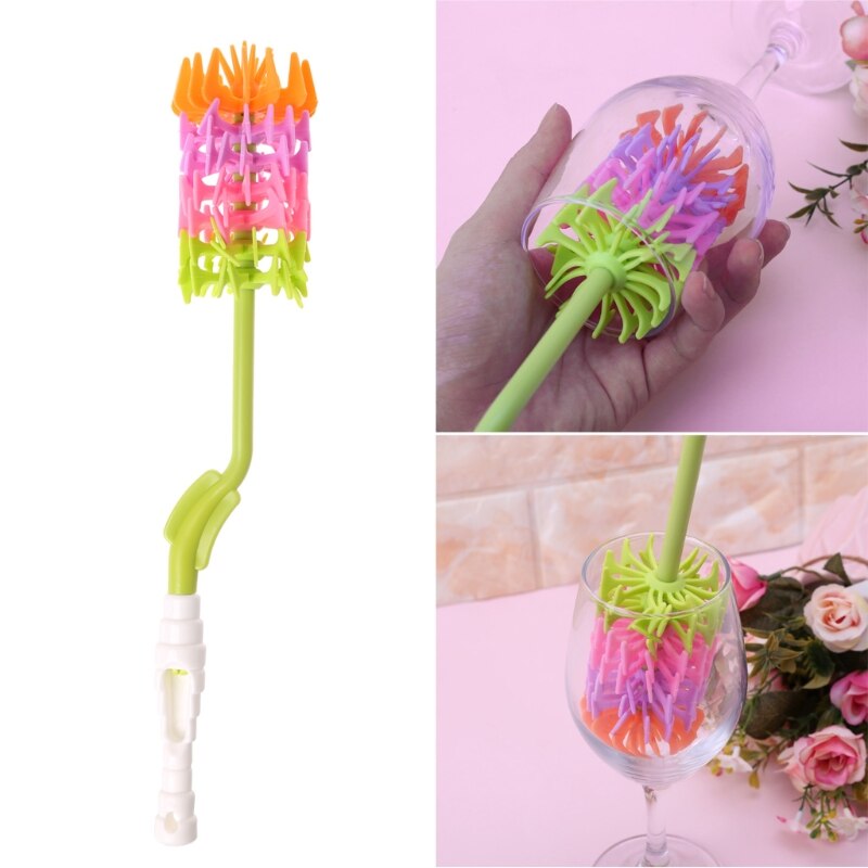 Arcobaleno 360 di Rotazione Del silicone Del bambino Biberon di Latte Pennello Tettarelle Da Biberon Strumento di Pulizia