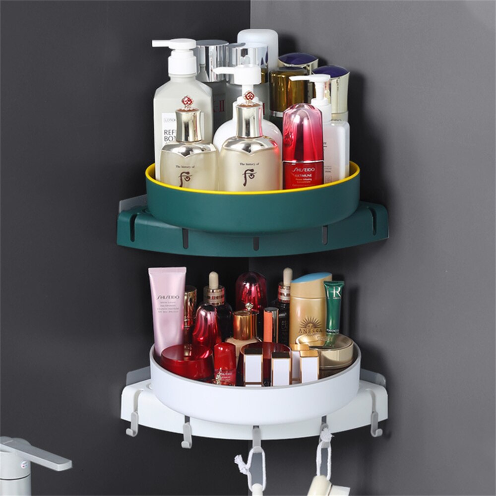 Estante giratorio de 360 ° para baño, esquinero de almacenamiento colgante, para pared, cocina, condimentos