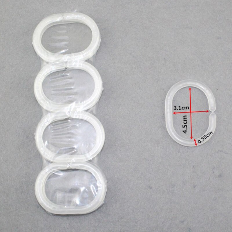 Anneaux de rideau de douche à crochet unique, 12 pièces, crochets en plastique pour salle de bain, accessoires de rideau de douche: -A1