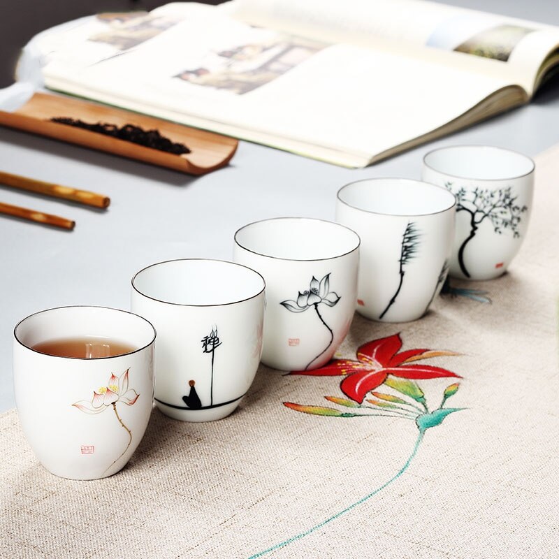 TANGPIN 6 pcs traditionele keramische kopje thee handgeschilderd sets van 6 cups chinese kung fu cup porselein Theekopjes sets drinkware 150ml