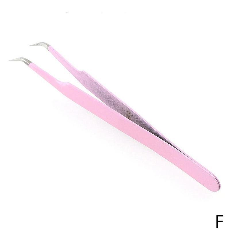 Kleurrijke roestvrijstalen pincet, gebogen/recht, industriële kruisvormige wenkbrauwgereedschappen, antistatische naai-pincet en accessoires  k7 w 1: Default Title