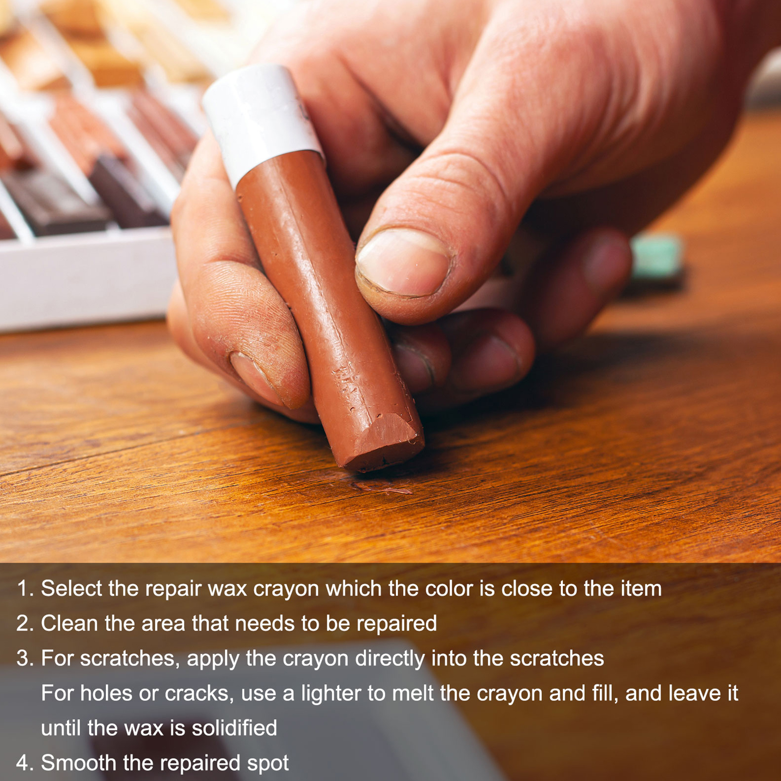 20Pcs Wood Filler Stick Furniture Repair Wax Crayons Kit Touch Up Furniture Markers for Covering Scratches Holes Wooden Floor