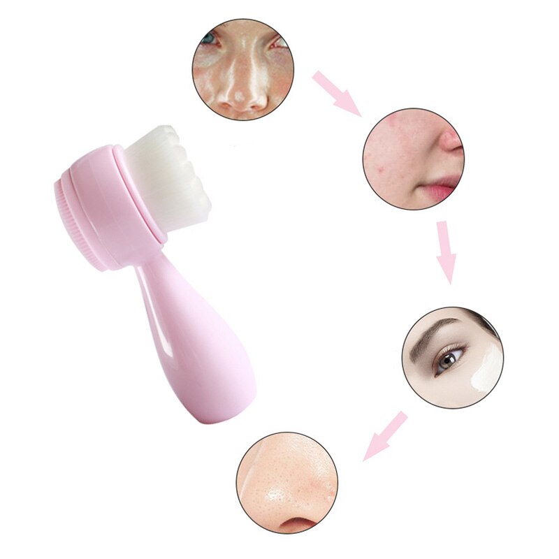 Cepillo de limpieza Facial portátil de silicona de doble cara, cepillo para limpieza de puntos negros, masaje de limpieza Facial, producto para lavado de cara
