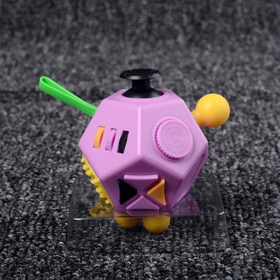 12 Sides Decompression Toy Autism Anxiety Relief Focus Kids Anti-Stress Magic Stress Fidget Toys Finger Tips Anti Irritability: purple