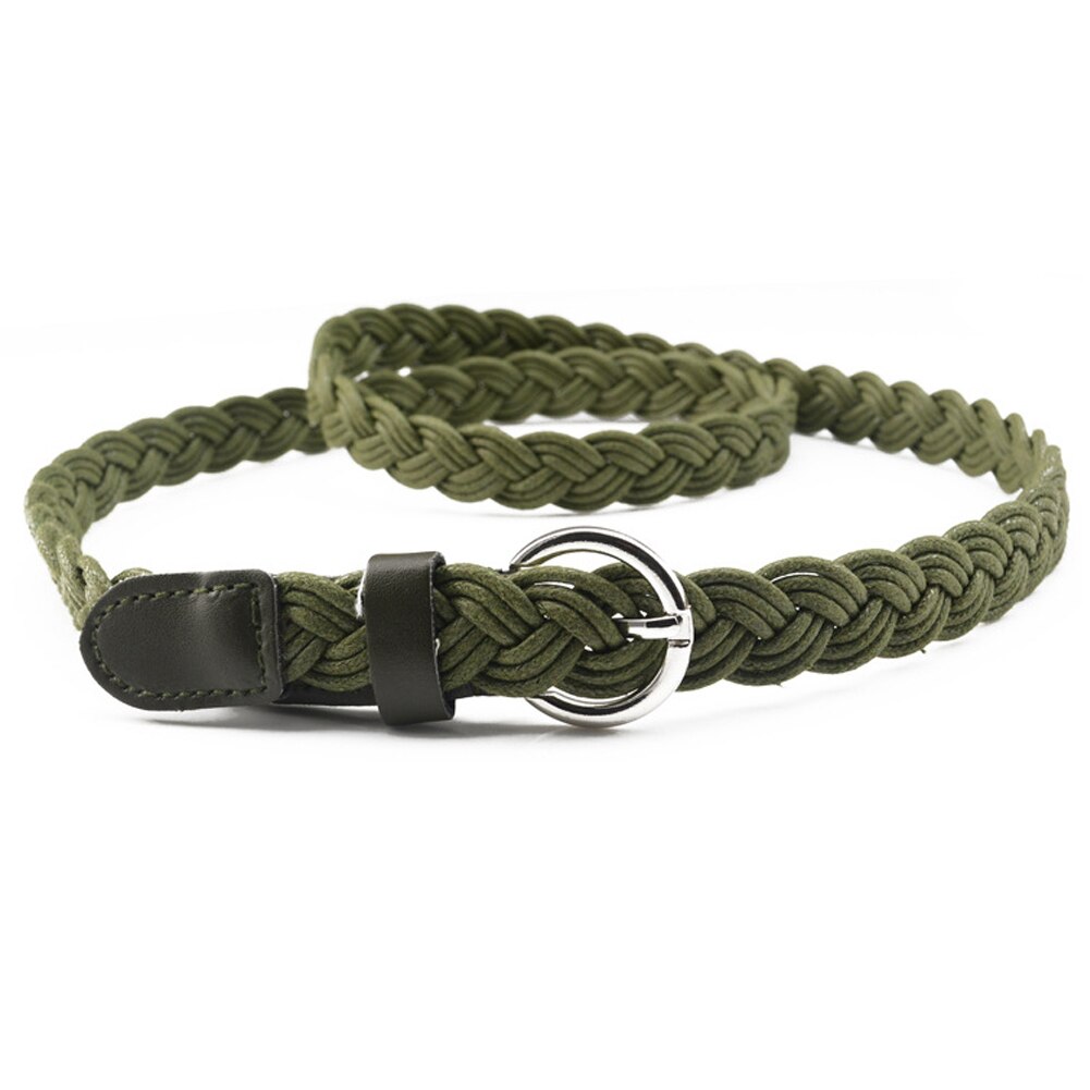 Unisex Casual Woven Belt Child Elastic Belts Men Canvas Elastic Belt Knitted Thin Waist Belts Jeans Alloy Pin Buckle Waistband