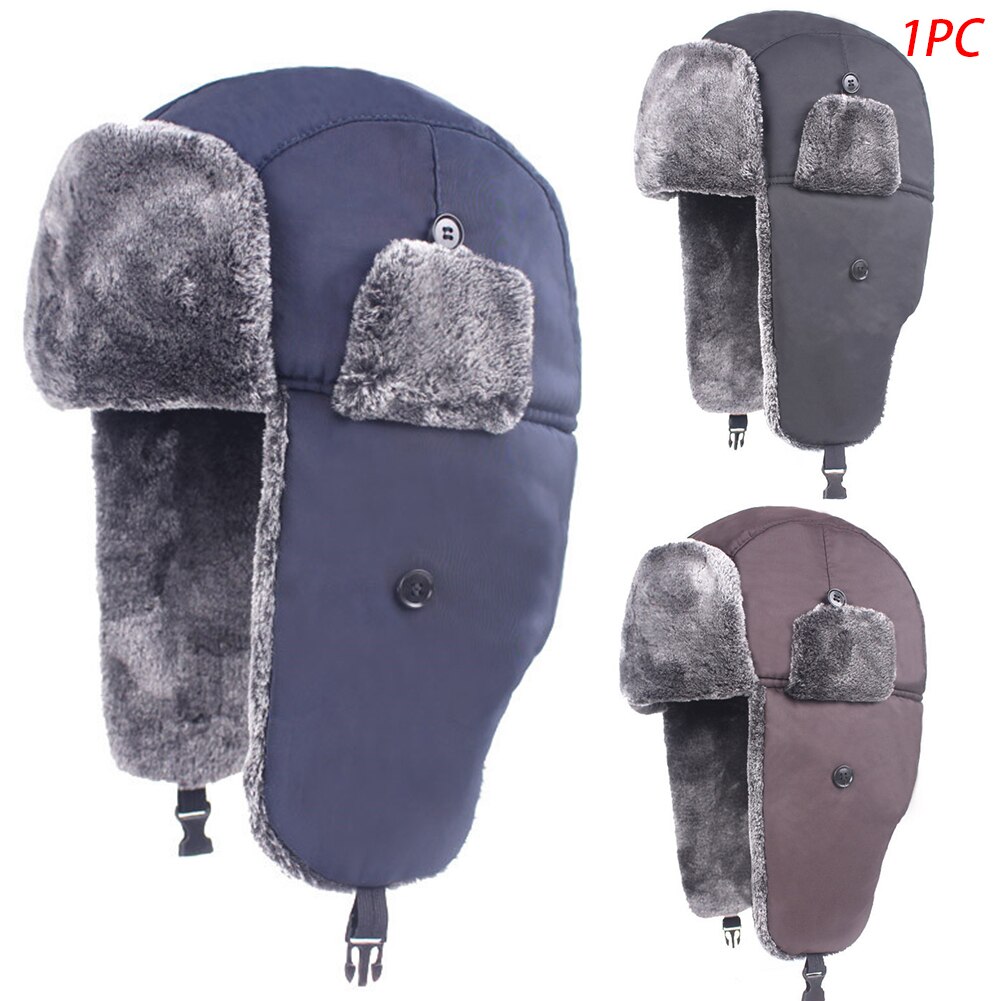 Unisex Fur Lined Thicken Bomber Waterproof Ear Flap Caps Warm Winter Windproof Hat Trapper Hat Simple