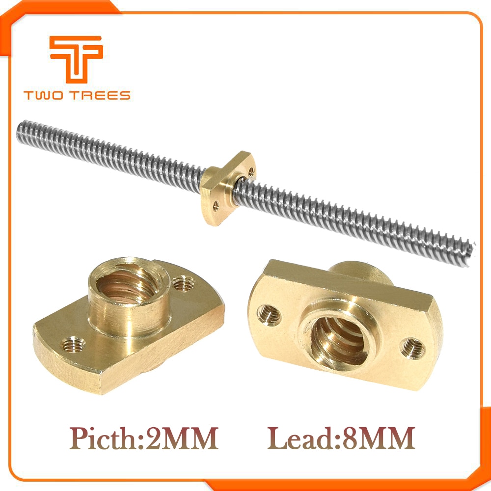 T8 lead screw nut Pitch 2mm Lead 8mm Brass T8 x 8mm Flange Lead Screw Nut for CNC Parts Ender 3 CR-10 3D Printer Accessories