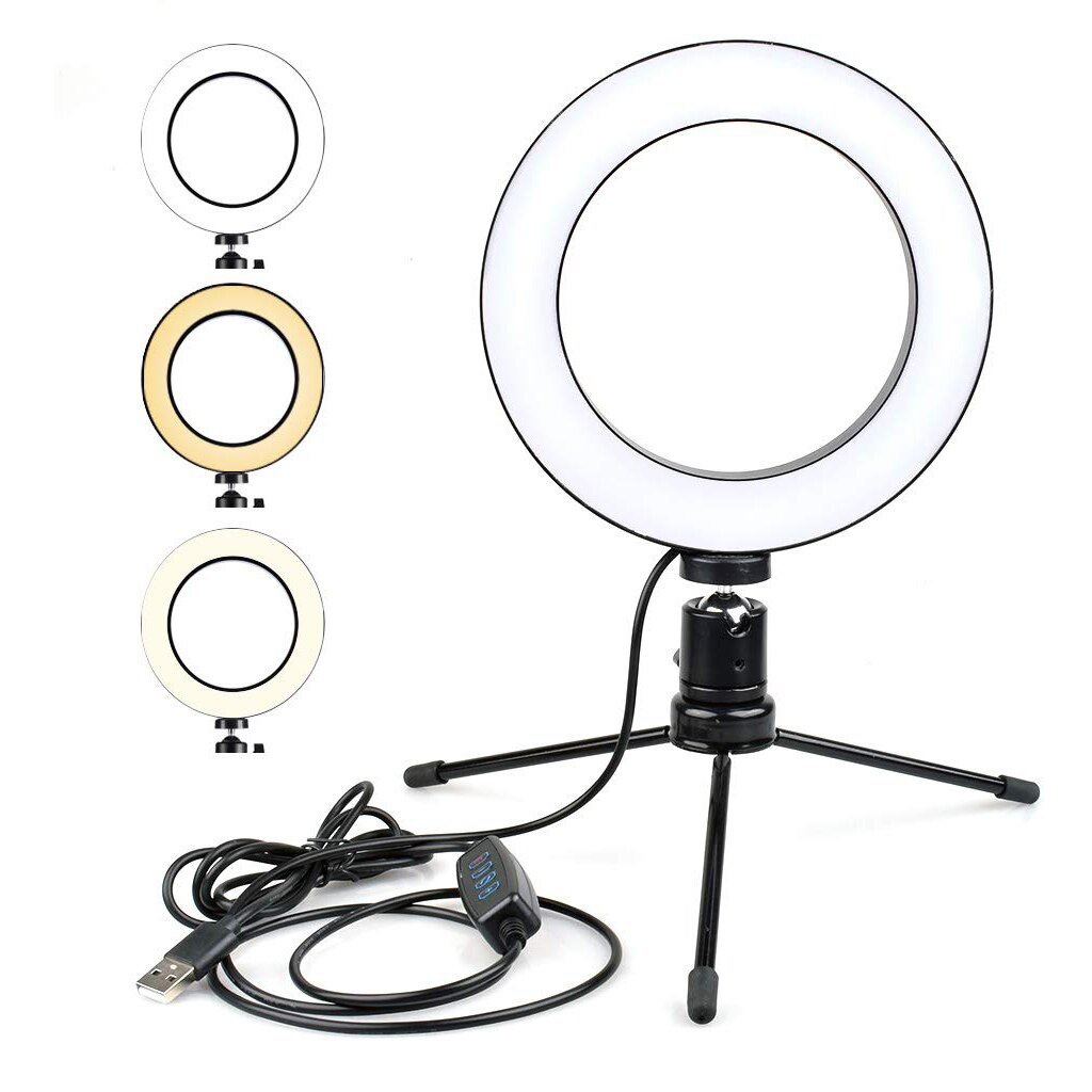 Portable Clip Fill Light Selfie LED Ring Photography with Tripod for Phone