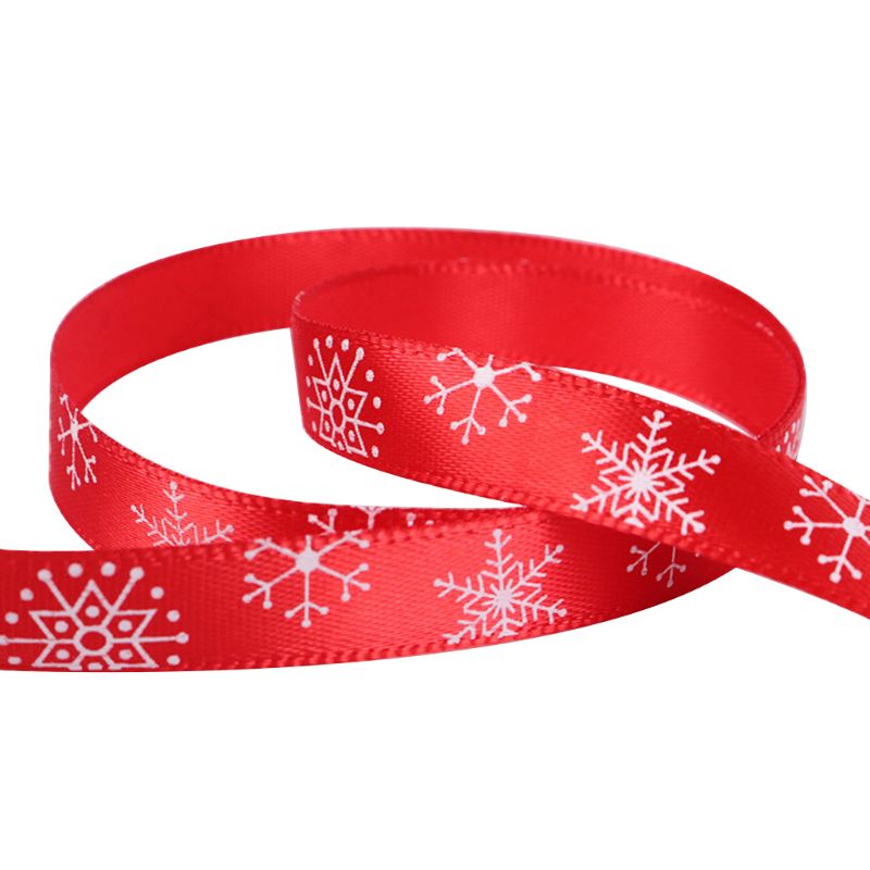 22M Kerst Satijnen Lint Rood Groen Lint Met Sneeuwvlok Patroon Voor Kerst