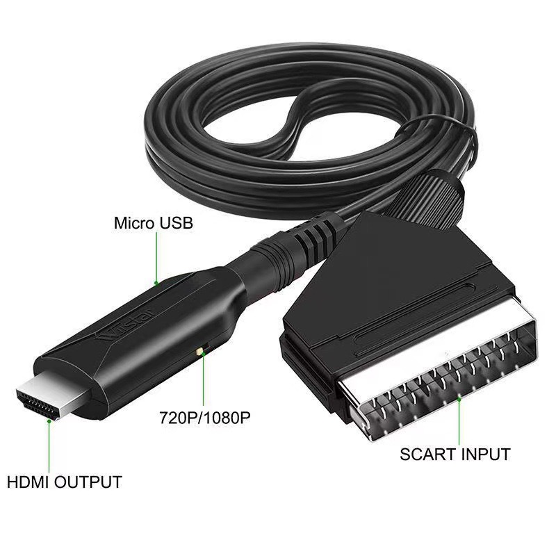 SCART zu HDMI Konverter Kabel Video Audio Konverter Adapter Scart in HDMI Out Suport 720P/1080P Schalter für HDTV DVD: Default Title