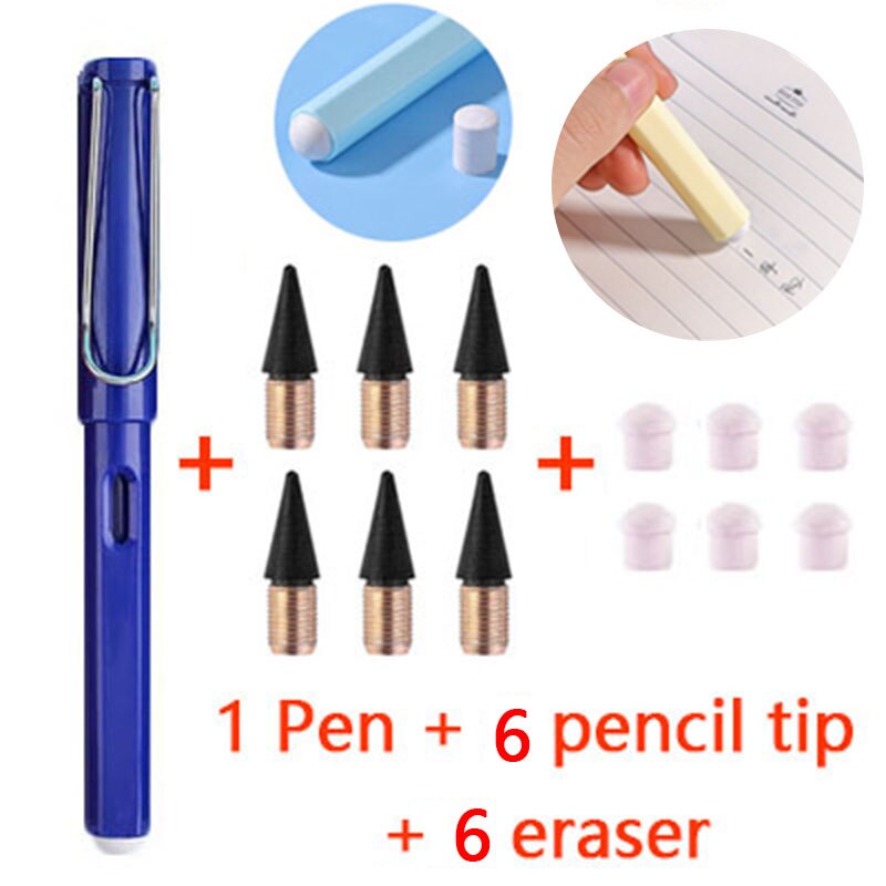 13 Stks/set Eeuwige Potlood Dubbele Gum Magic Potlood Art Schets Schilderen Tools Schoolbenodigdheden Student Briefpapier: Blue-13PCS