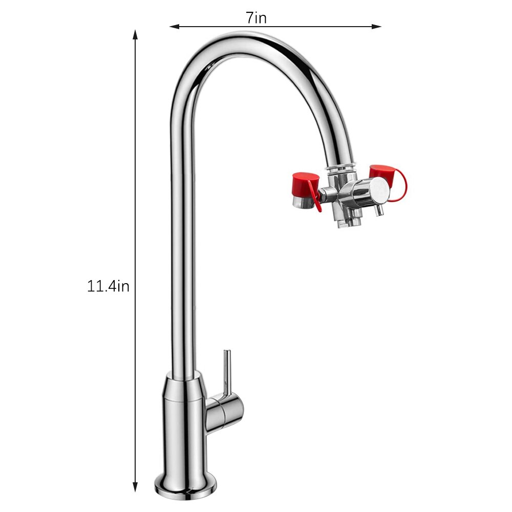 Connected Faucet Eyewash Basin Faucets Wall Mounted Eye Wash Station Emergency Sink Attachment Mount Flush Shower Double Mouth