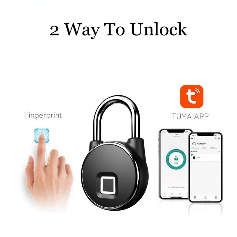 Fingerprint Smart Lock Tuya APP Bluetooth Waterproof Smart Lock USB Rechargeable Keyless Lock School Gym Locker Smart Lock