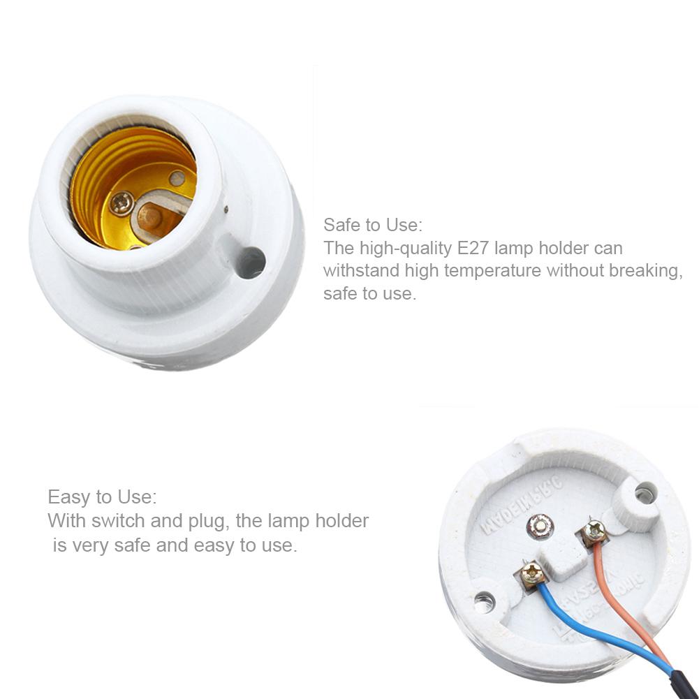 E27 Porcelain Lamp Holder Porcelain Heating Lamp Socket for Reptile Animals