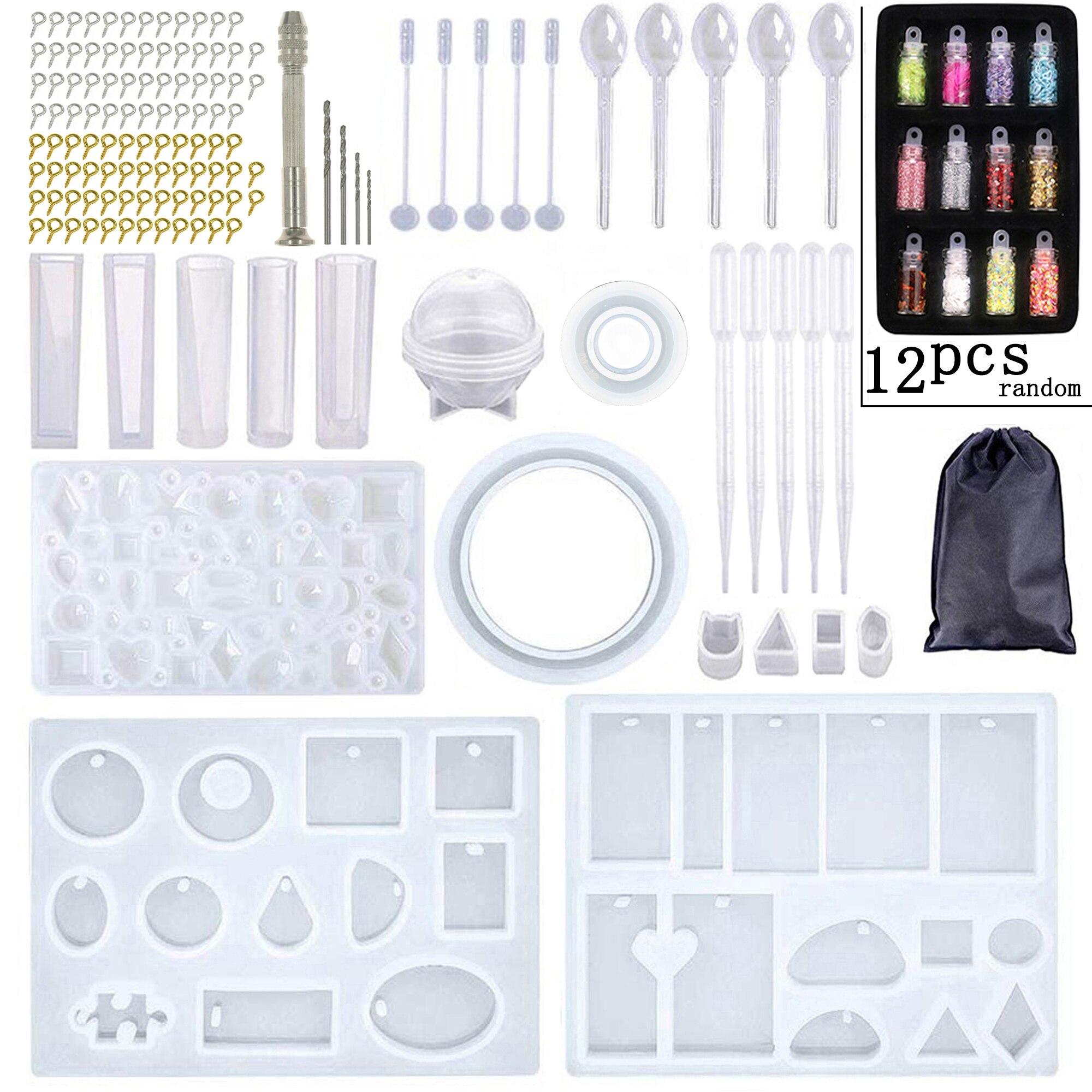 184 pezzi di Stampo In Silicone Della Miscela Bastone Contagocce Catenaccio Gioielli FAI DA TE Che Fanno Gli Accessori Strumenti di Stampi Geometrica Resina Epossidica Combinat: C013