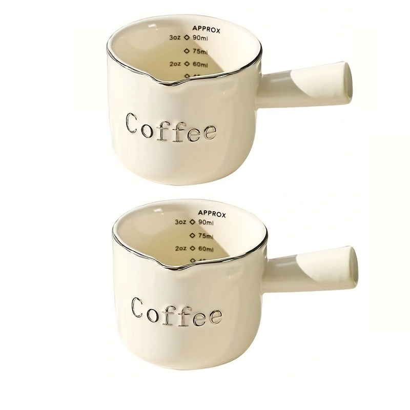 Kemorela 3oz/90ml Ceramic Measuring Cups Espresso Extraction Cup Transfer Cup Milk Cup With Scale kitchen tools: light green