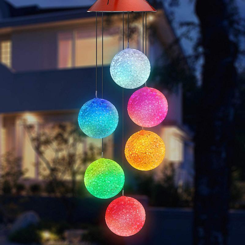 Vent solaire carillon lampe LED suspendus tondeuse lampe couleur changeante décoration lampe éclairage extérieur fête jardin décorations